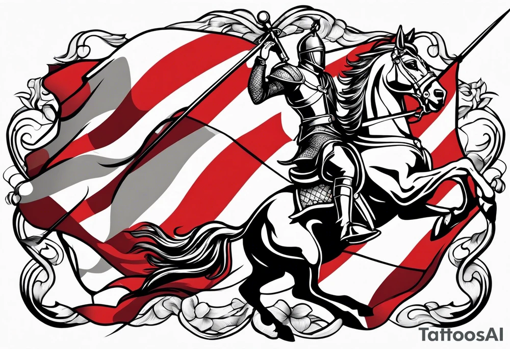 flag of saint george in wind flowing tattoo idea
