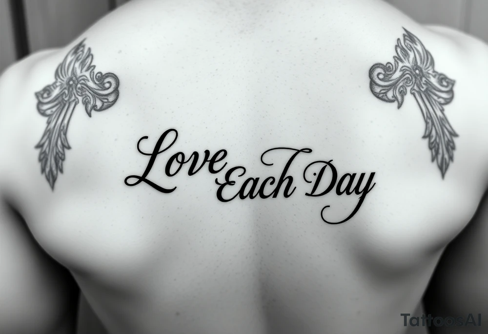 tattoo that says Love Each Day in a fancy font for a female tattoo idea