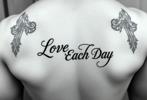 tattoo that says Love Each Day in a fancy font for a female tattoo idea