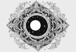 Shoulder piece. Black in the middle with swirly lines around. Starry Night esque but more black and more creepy, romantic goth vibes tattoo idea