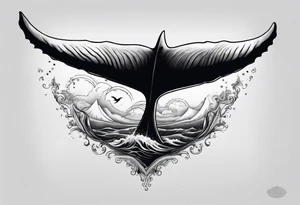 Humpback whale tail sticking out of ocean tattoo idea