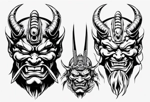 Japanese oni mask samurai without horns tattoo idea