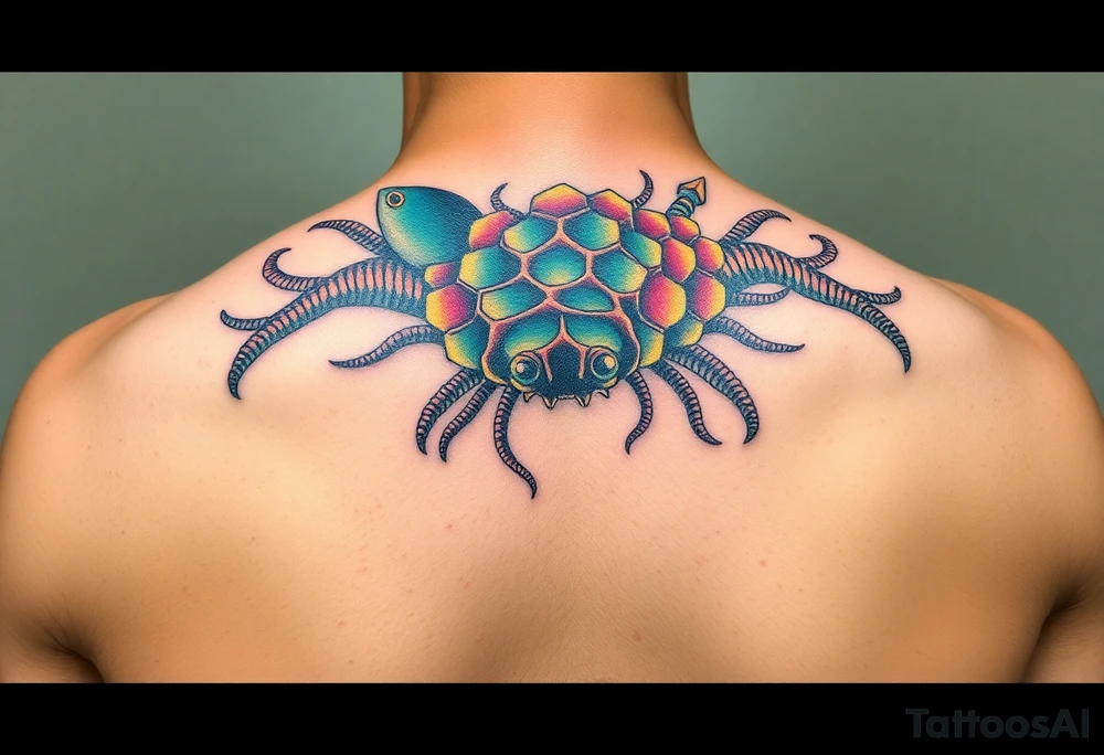 Honey comb sea creatures tattoo idea