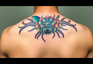 Honey comb sea creatures tattoo idea