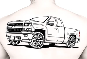 Chevy Silverado 1500 lowrider with wire wheels tattoo idea
