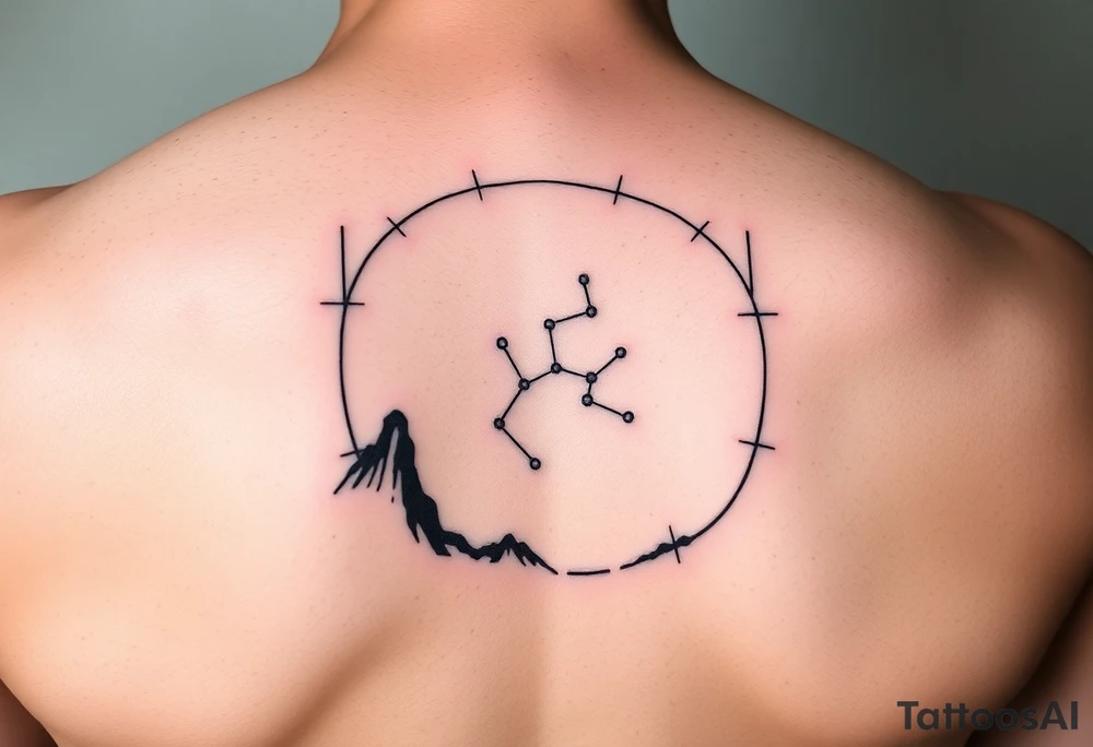 Night sky with a constellation seen through a frame of silhouette tattoo idea Night sky with a constellation seen through a frame of silhouette tattoo idea