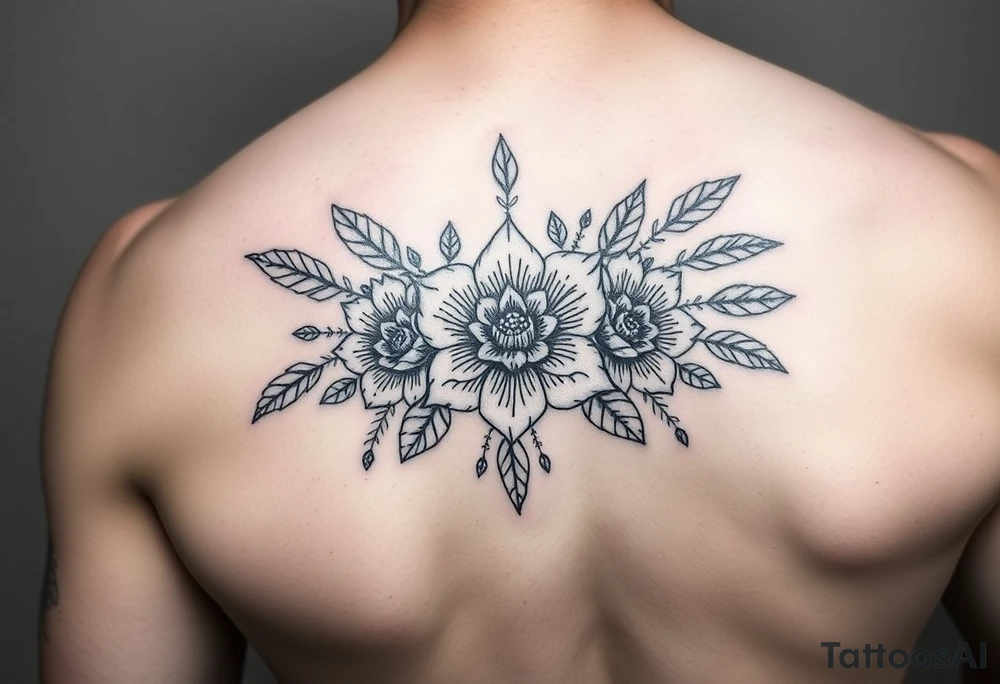 Indigenous floral 
Three 
Law of Attraction, 
Manifestation, 
gratitude tattoo idea