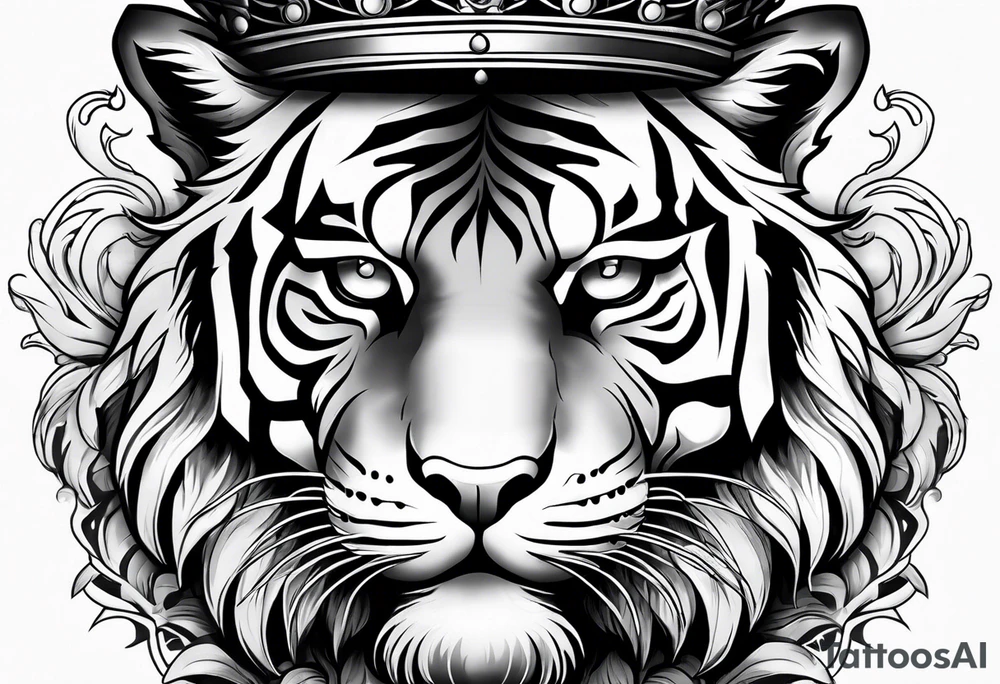 A tiger with crown and smoke tattoo idea