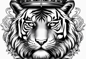 A tiger with crown and smoke tattoo idea
