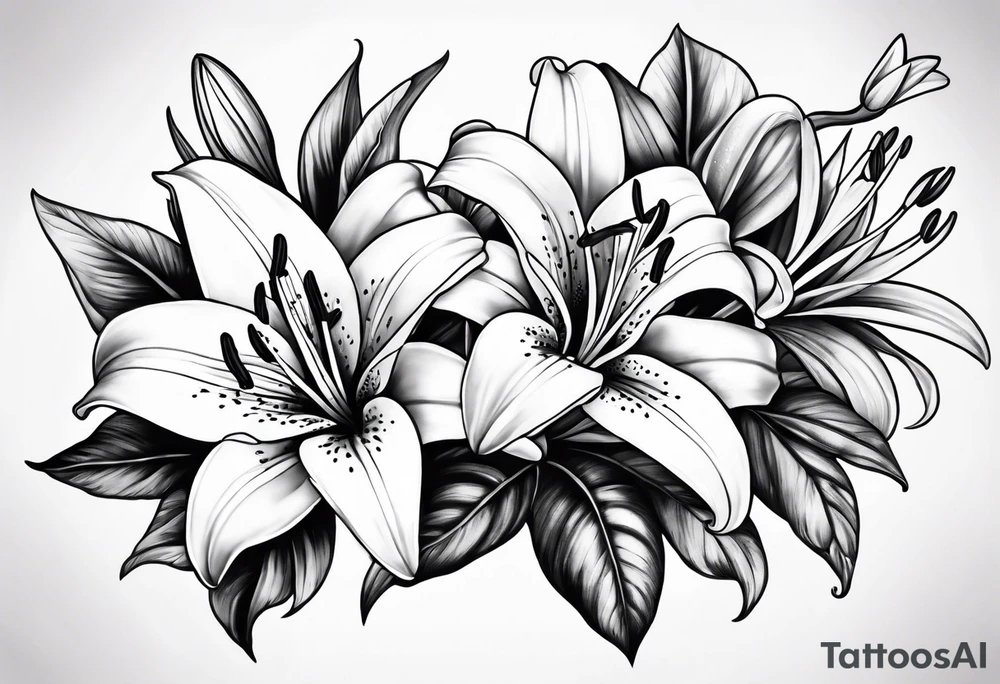Bestfriends lillies and lilac tattoo idea