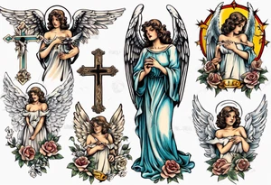 Angel holding a cross tattoo idea