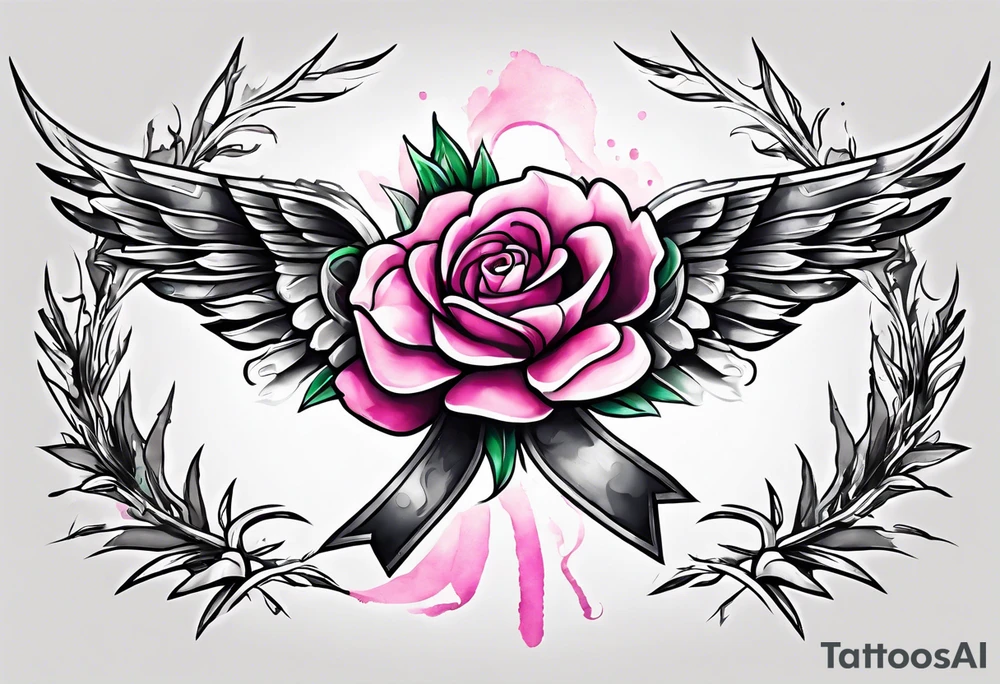 Sagebrush breast cancer ribbon survivor tattoo idea