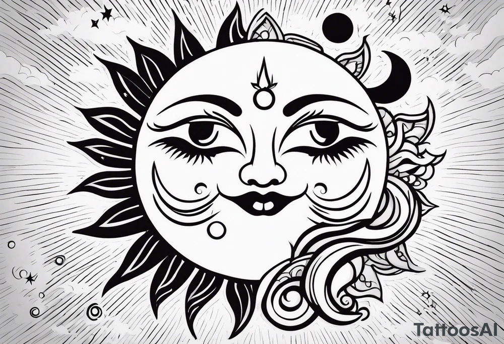 Sun and moon tattoo idea