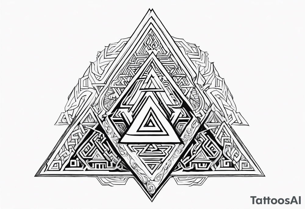 Valhalla sword shield valknut stairs tattoo idea