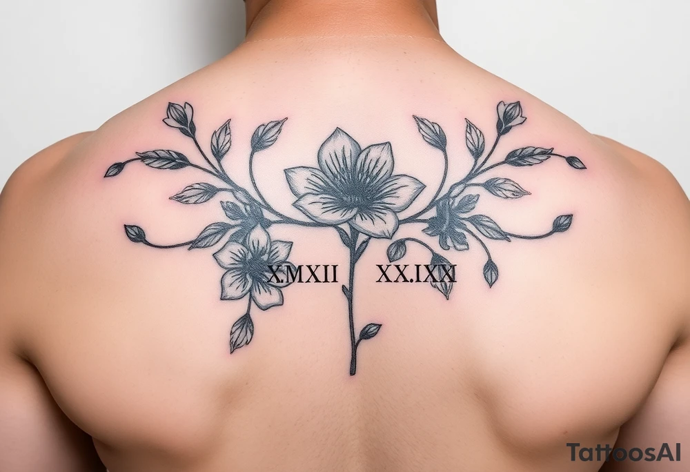 X.XXVII.MMXXI and October birth flower tattoo idea