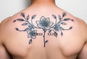 X.XXVII.MMXXI and October birth flower tattoo idea