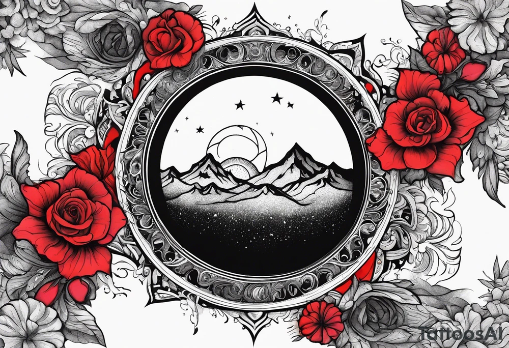 eclipse, vibrant colors (reds and blacks), end of world tattoo idea