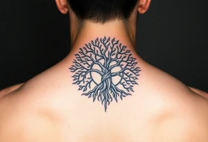 yggadrisl tree of life with circle tattoo idea