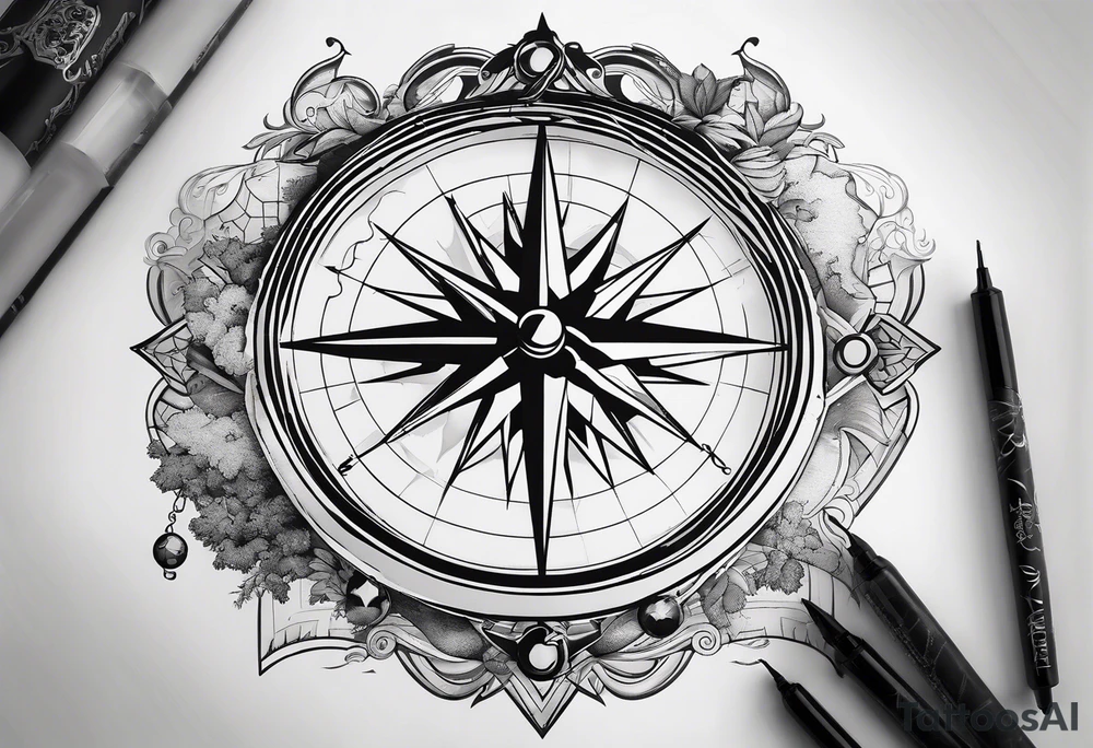 Compass on world map tattoo idea