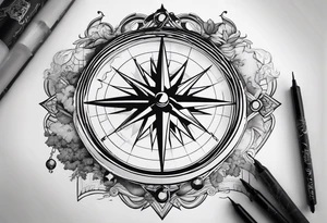 Compass on world map tattoo idea