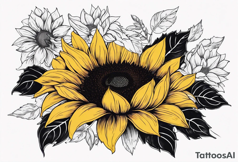 Sunflower sleeve tattoo idea