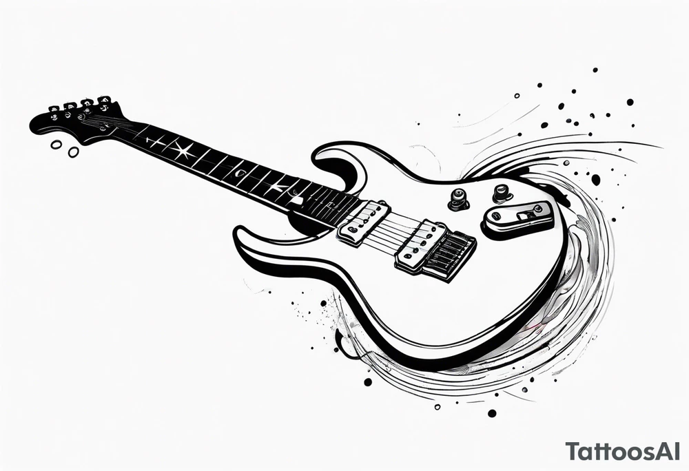 electric guitar with electric wave coming out of cable plug tattoo idea