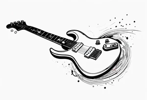 electric guitar with electric wave coming out of cable plug tattoo idea