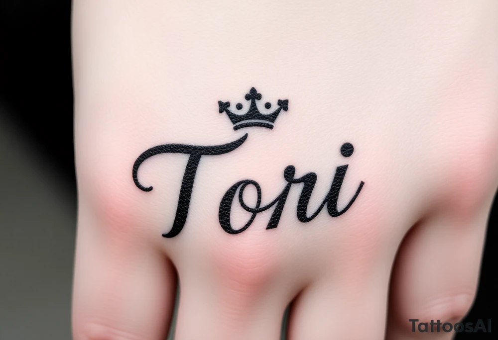 the name Tori with a sexy crown tattoo idea