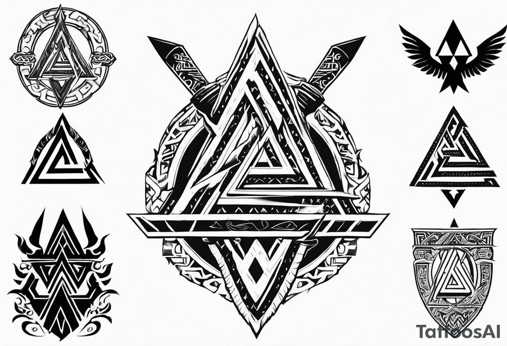 Valhalla
Sword shield valknut fire tattoo idea