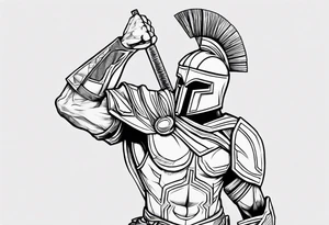 spartan soldier sleeve linework fine line linework tattoo idea