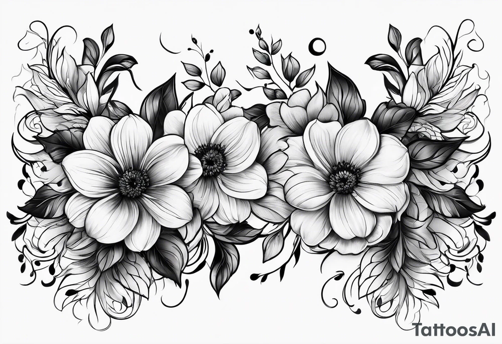Black flowers tattoo idea