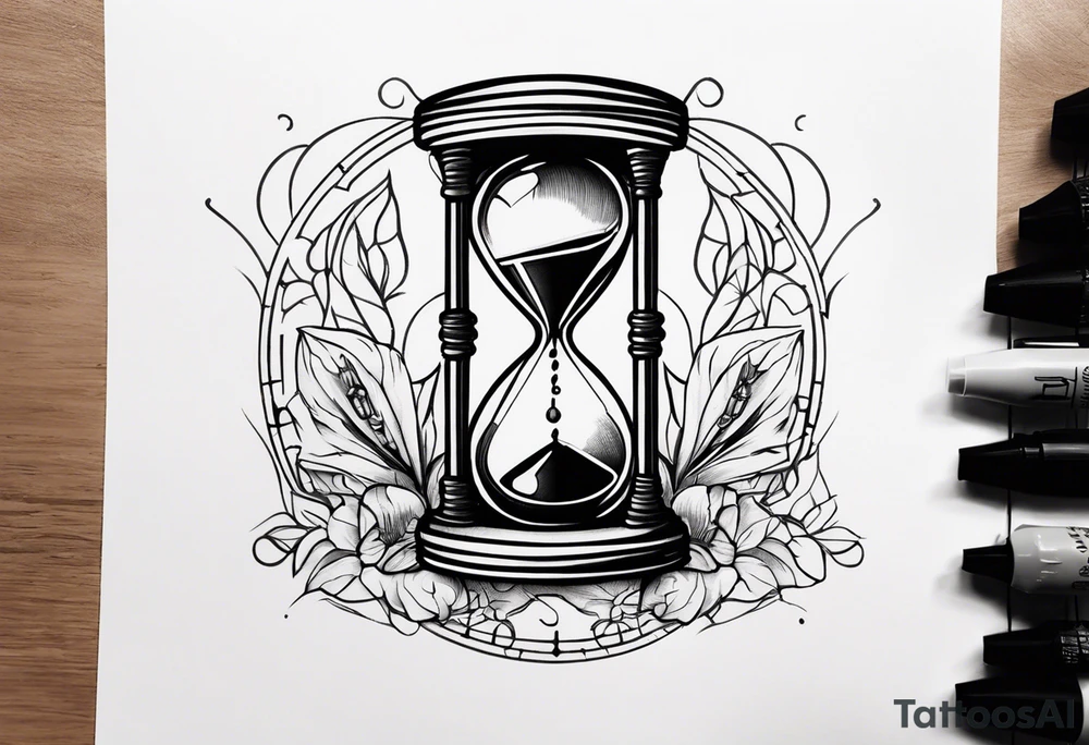 Broke time clock with a hourglass tattoo idea