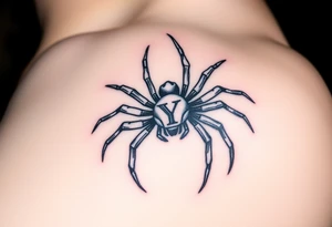 Spider crawling sideways with spread legs with the letter Y on the body of the spider tattoo idea