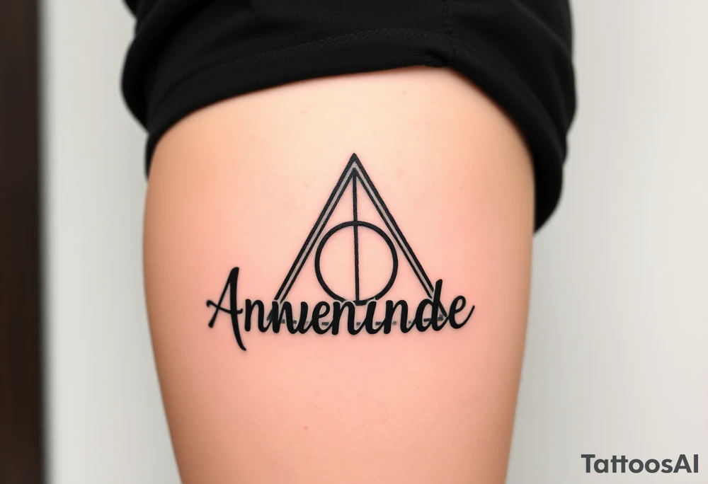 Name Amanda with Harry Potter deathly hallows tattoo idea