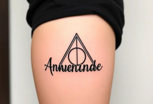 Name Amanda with Harry Potter deathly hallows tattoo idea