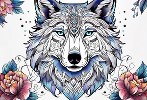 Wolf céleste, flower tattoo idea