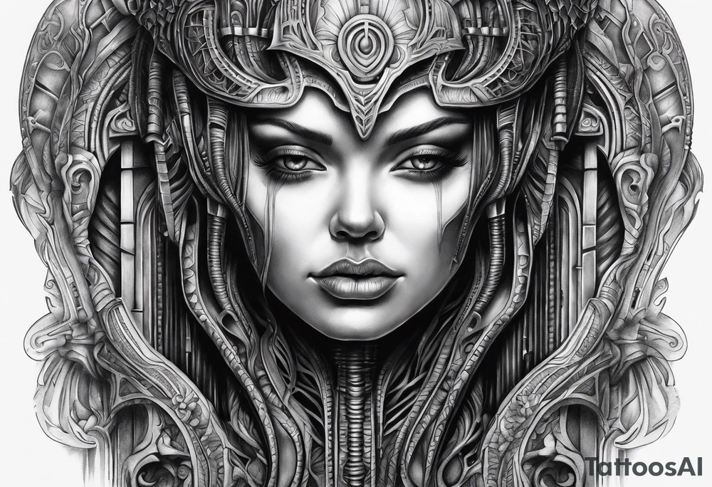 H.R Giger style knee tattoo tattoo idea