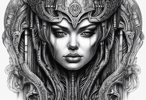 H.R Giger style knee tattoo tattoo idea