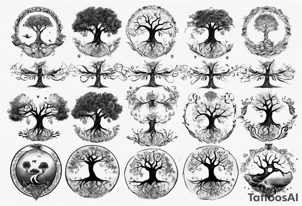 Tree of life with children names tattoo idea