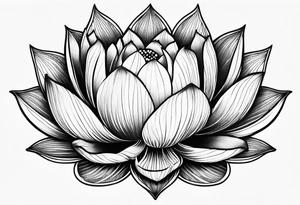 a masculine line drawing of a lotus flower with a yin yang in the flower tattoo idea