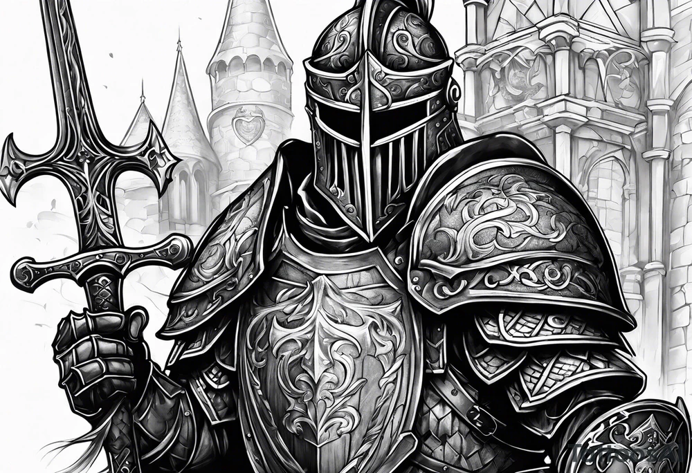 knight with heavy armor tattoo idea