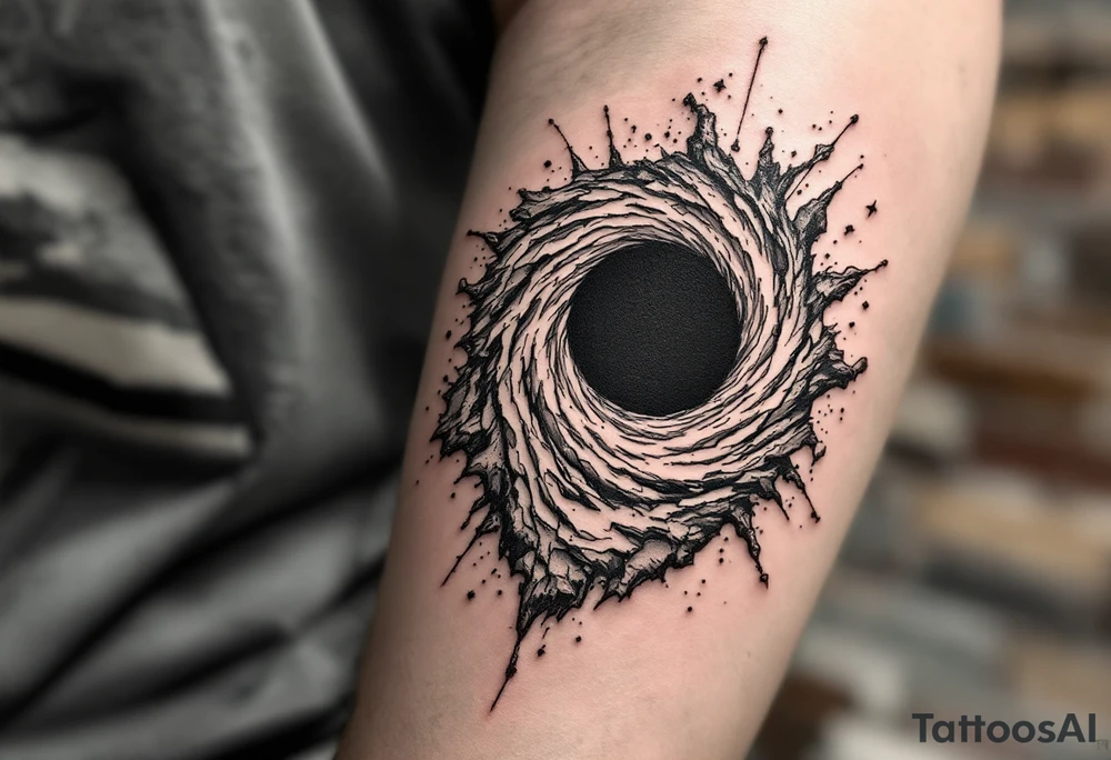 2 different worlds on both sides of a black hole tattoo idea
