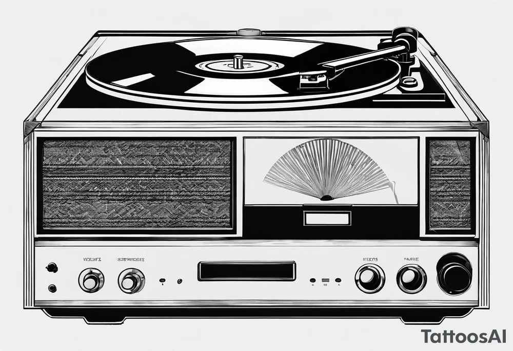 Recordplayer no details only 5 lines tattoo idea