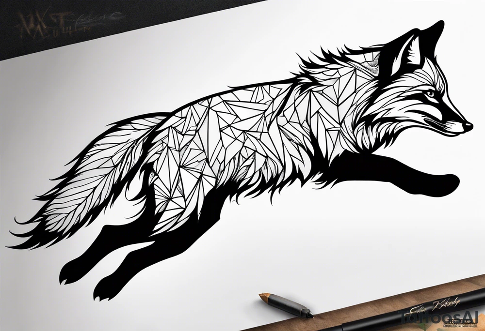 Fox leaping tattoo idea
