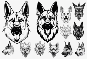Angry German shepherd dog tattoo idea