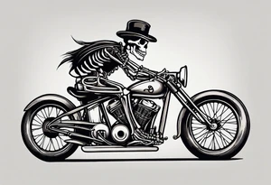 skeleton wearing licra and cap rides a racing bicycle. The skeleton is grinning at the viewer. There is no background image tattoo idea