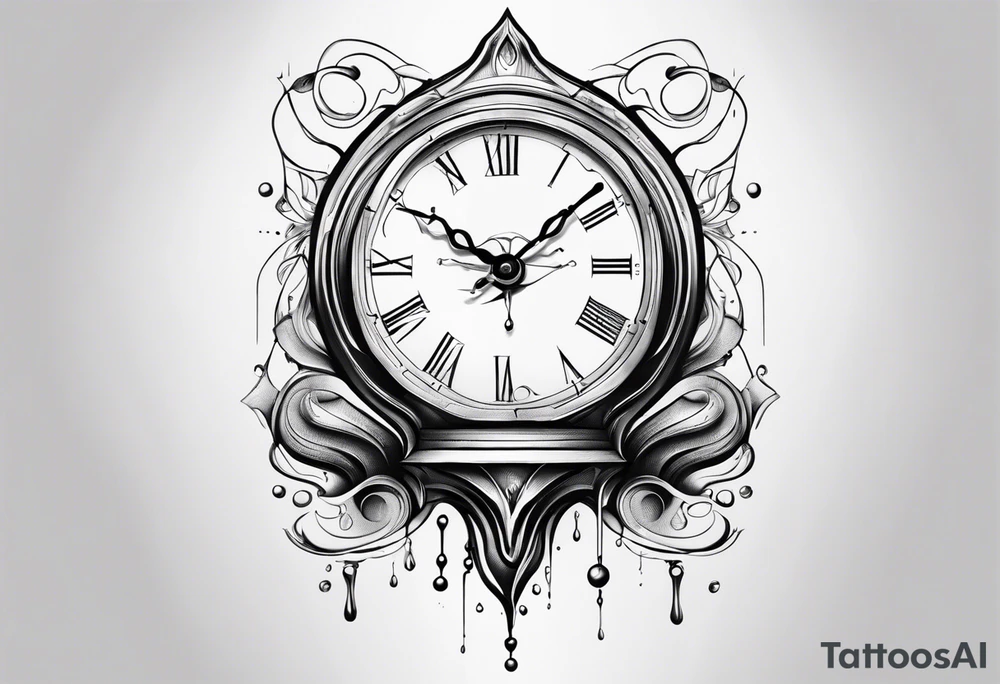 The Dali artist melting clock in a geometric style tattoo idea