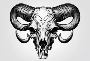 Long horn skull realistic tattoo idea