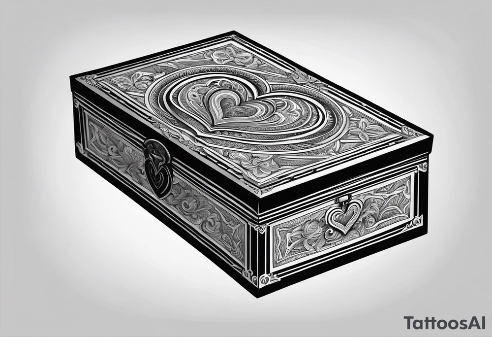 A simple vintage cigar box with a heart on it tattoo idea A simple vintage cigar box with a heart on it tattoo idea