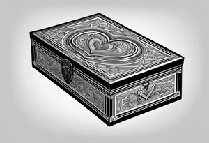 A simple vintage cigar box with a heart on it tattoo idea